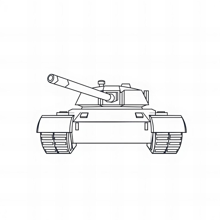 un dibujo en blanco y negro de un tanque con un contorno negro