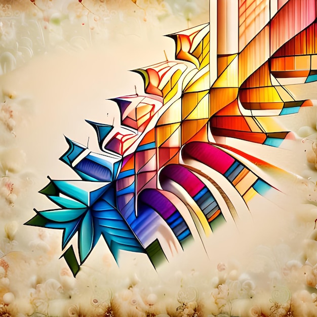 Dibujo Bonitos patrones de colores abstractos sobre fondo de color mixto Generado por IA