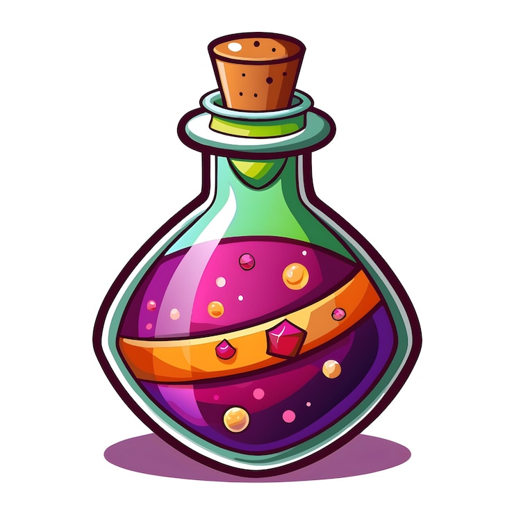 Foto un dibujo de una botella colorida con las palabras gelatina en él