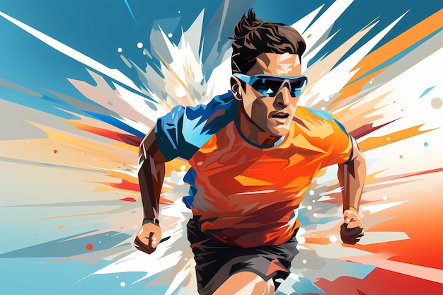 dibujo brillante de un atleta corredor en un tipo de deporte de maratón generado por ai