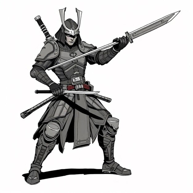 un dibujo de un caballero con una espada y espadas