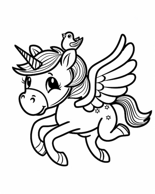 un dibujo de un caballo con un ángel en la cabeza
