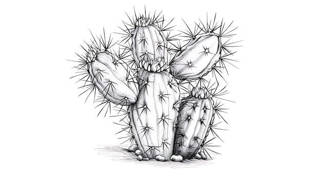 Foto un dibujo de un cactus con un dibujado de un caktus