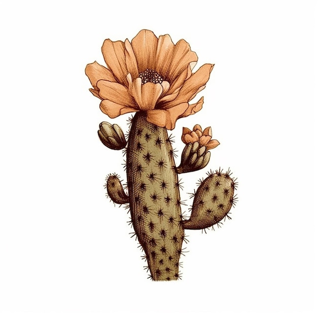 Un dibujo de un cactus con una flor.