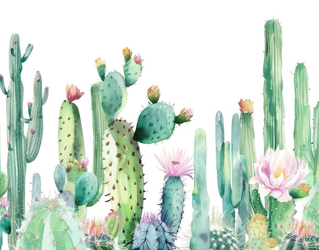 un dibujo de un cactus con las flores rosas
