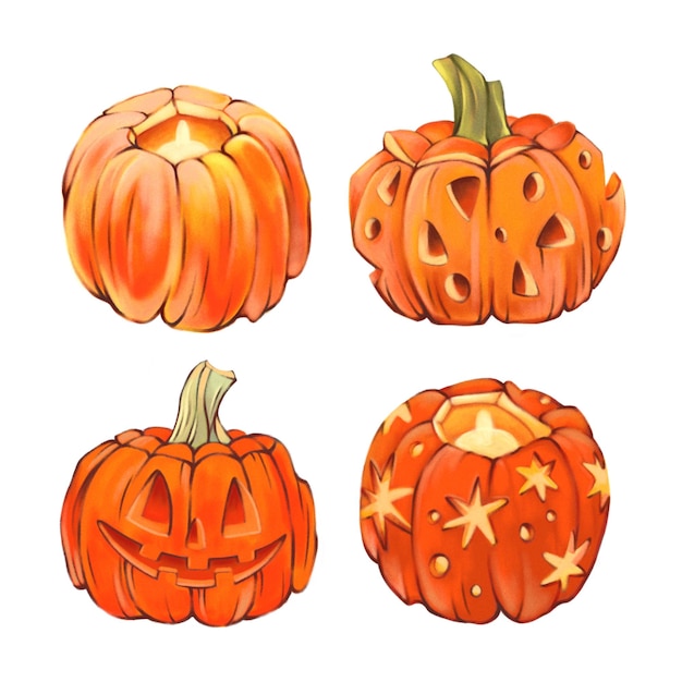 dibujo de calabaza aislado Halloween calabaza verdura de otoño