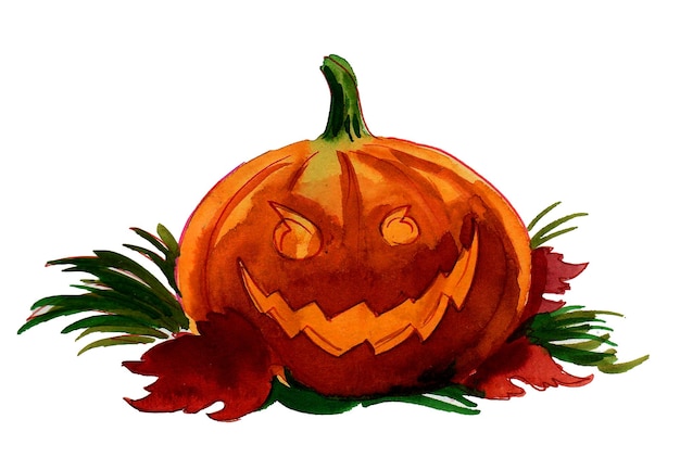 Un dibujo de una calabaza con una cara sonriente.