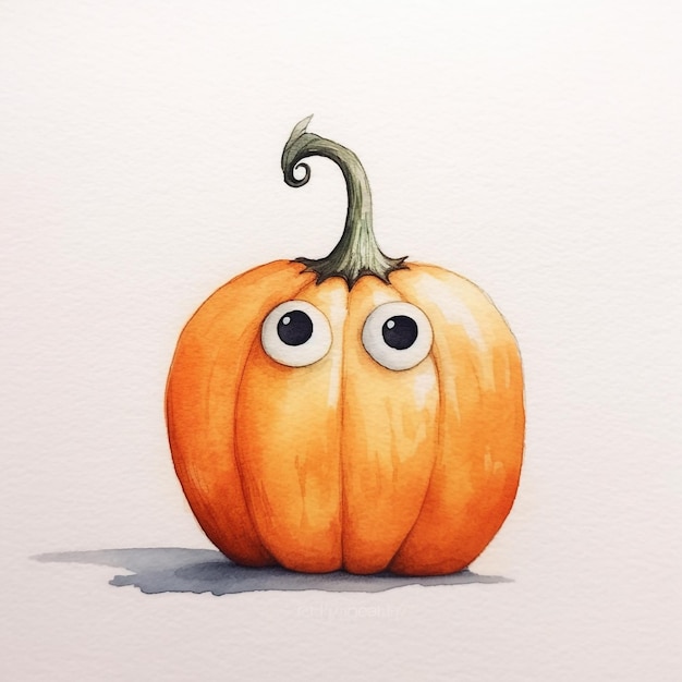 Un dibujo de una calabaza con ojos y nariz.