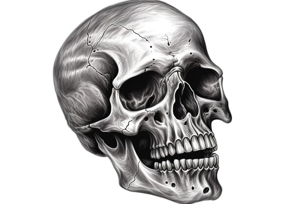 Dibujo de calavera aislado sobre fondo blanco Generado por AI