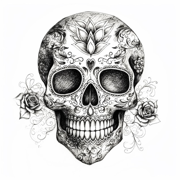 Dibujo de calavera de azúcar