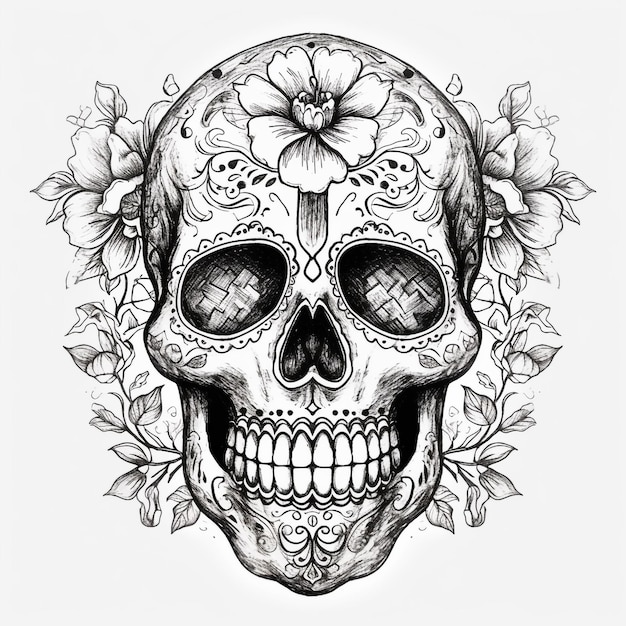 Foto dibujo de calavera de azúcar