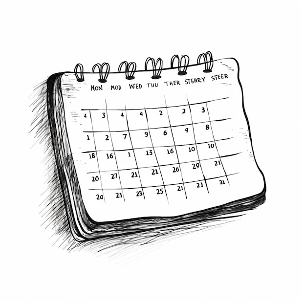 Foto un dibujo de un calendario con una fecha en él generativo ai