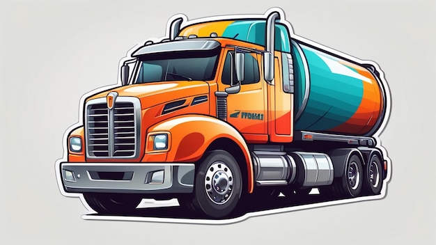 Foto un dibujo de un camión con una pintura verde y naranja
