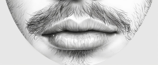 Un dibujo de la cara de un hombre con bigote