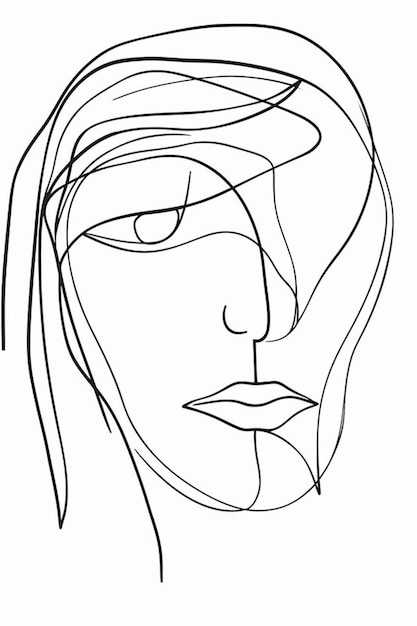 un dibujo de la cara de una mujer con un dibujo en línea de su cara generativa ai