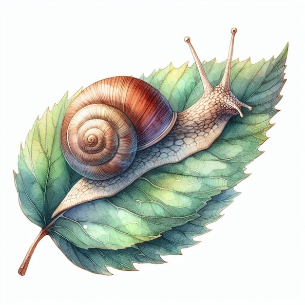 un dibujo de un caracol con una hoja que dice caracol