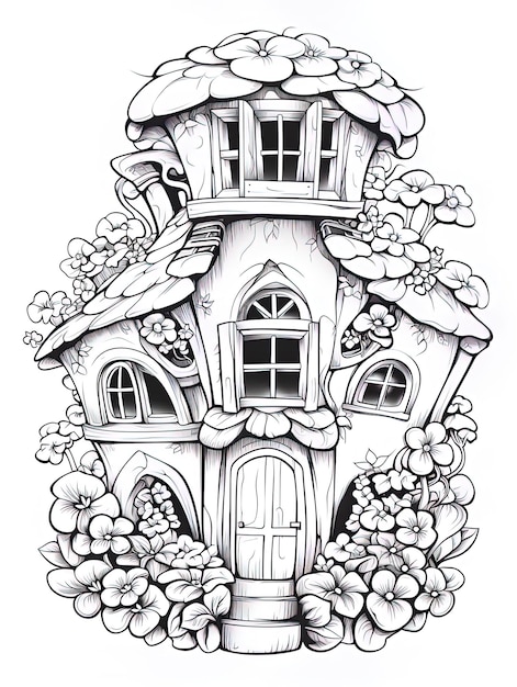 un dibujo de una casa con una casa en la parte superior.