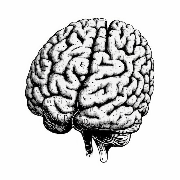 Un dibujo de un cerebro con la palabra cerebro en él