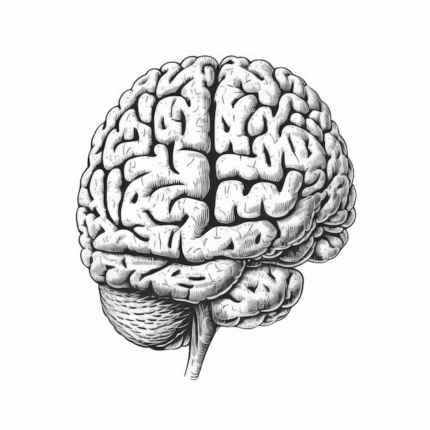 Un dibujo de un cerebro con la palabra cerebro en él