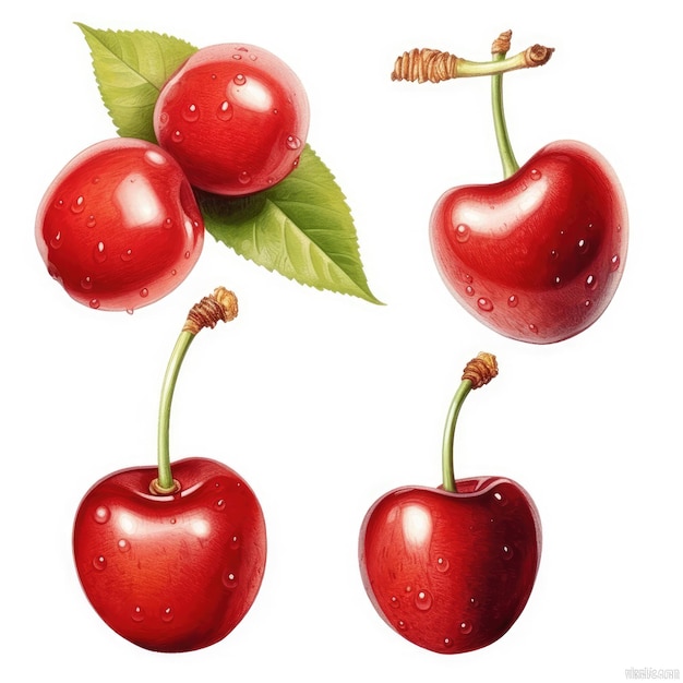 Un dibujo de cerezas con las palabras " cerezas " en él.