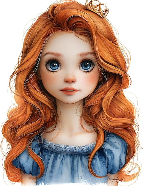 Foto un dibujo de una chica con el pelo rojo
