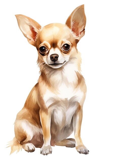 un dibujo de un chihuahua con una nariz marrón y un fondo blanco