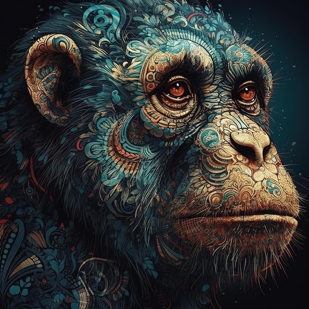 Un dibujo de un chimpancé de la serie por persona.