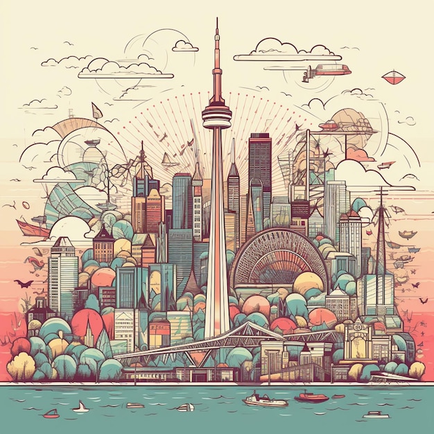 Un dibujo de la ciudad de toronto.