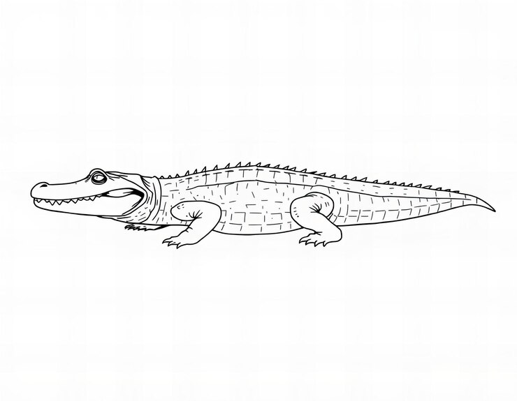 Foto un dibujo de un cocodrilo con un dibujado de un cocotero