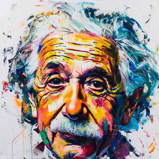 Foto dibujo en color de albert einstein