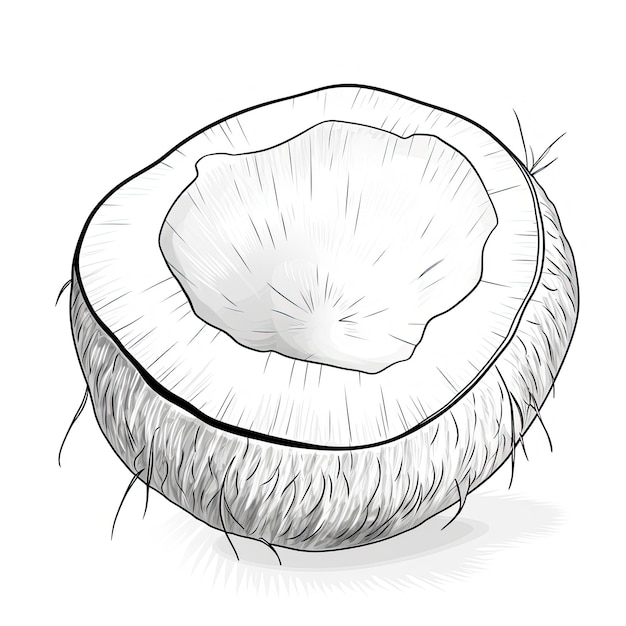 Foto dibujo para colorear en blanco y negro de un coco.