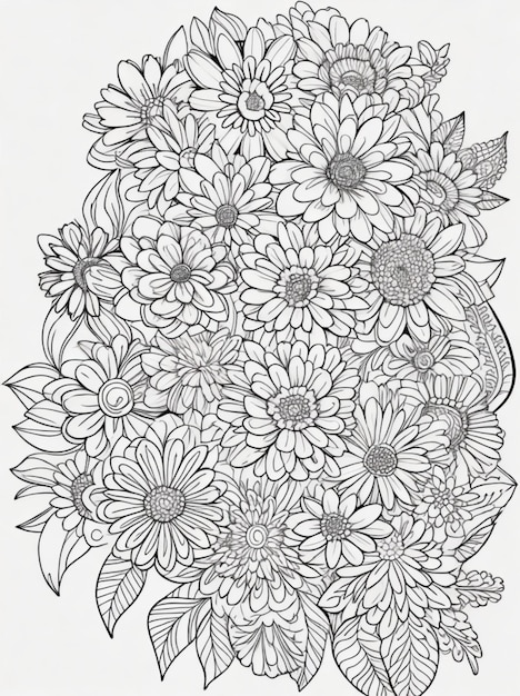 Foto dibujo para colorear hermosa flor arte lineal