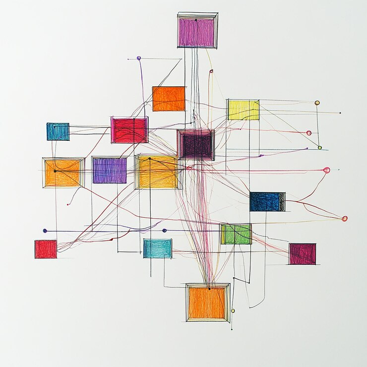 Foto un dibujo colorido de un edificio colorido con un diseño colorido
