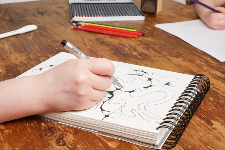 Foto el dibujo conceptual de neurografía ayuda a conocerse a uno mismo como terapia psicológica con la ayuda del dibujo.