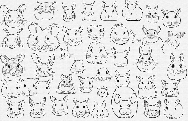 Foto un dibujo de un conejo con una cara de conejo en él