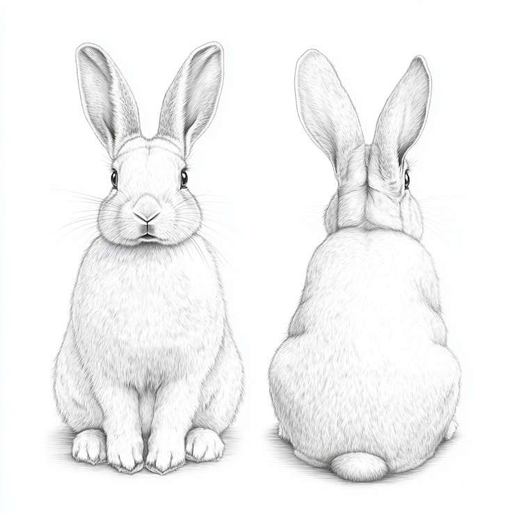 Foto un dibujo de un conejo y un conejo