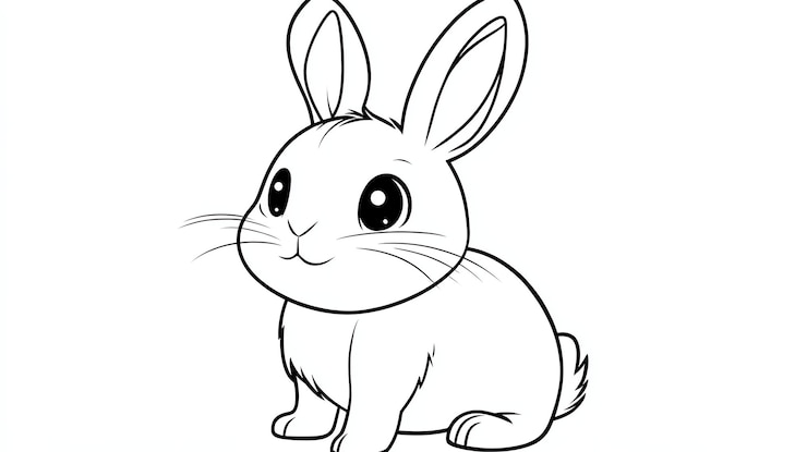 Foto un dibujo de un conejo con un fondo blanco