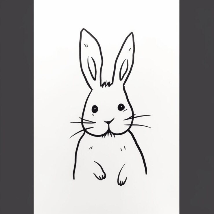 Foto un dibujo de un conejo con una nariz larga y una cola larga ai generativo