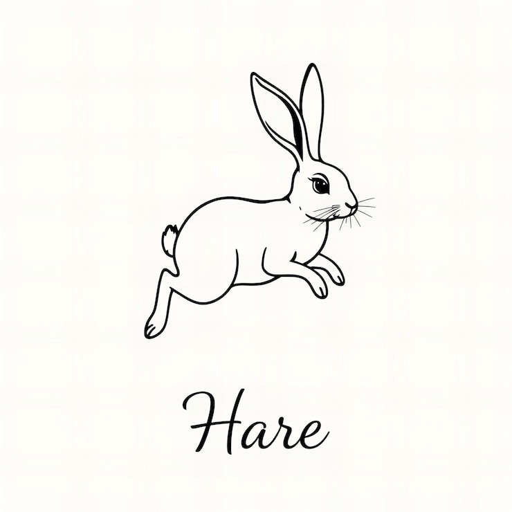 Foto un dibujo de un conejo con la palabra feliz en él