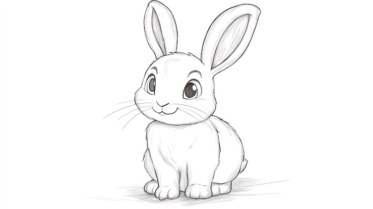 Foto un dibujo de un conejo sentado con orejas grandes