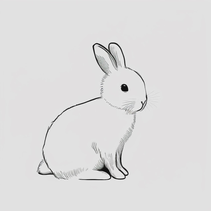 Foto un dibujo de un conejo sentado en una superficie blanca generativa ai