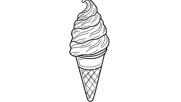 Foto un dibujo de un cono de helado con un dibujo en línea de helado