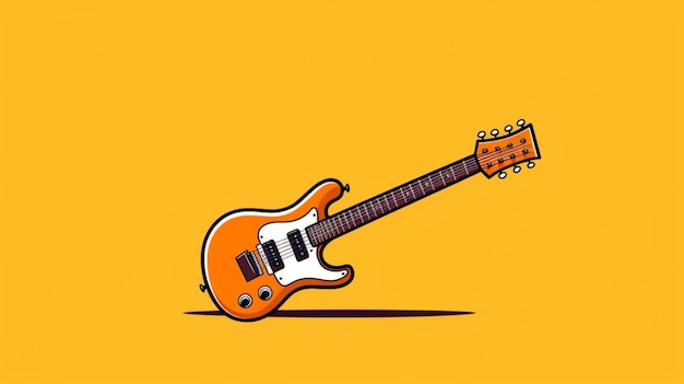 Dibujo continuo de una línea de símbolo de vector de instrumento de música de guitarra eléctrica