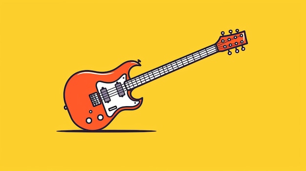 Dibujo continuo de una línea de símbolo de vector de instrumento de música de guitarra eléctrica