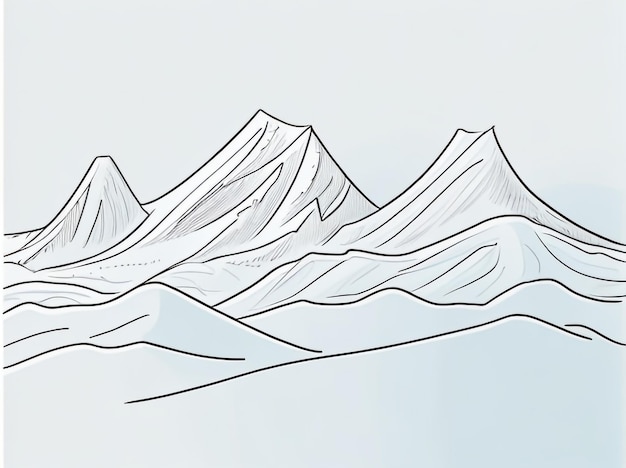 Dibujo continuo de una sola línea de cumbre de una majestuosa cordillera