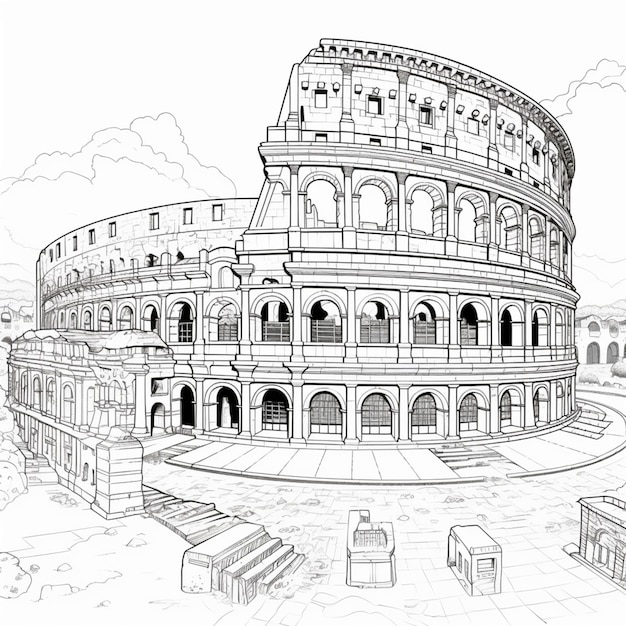 Foto dibujo del contorno del coliseo en color