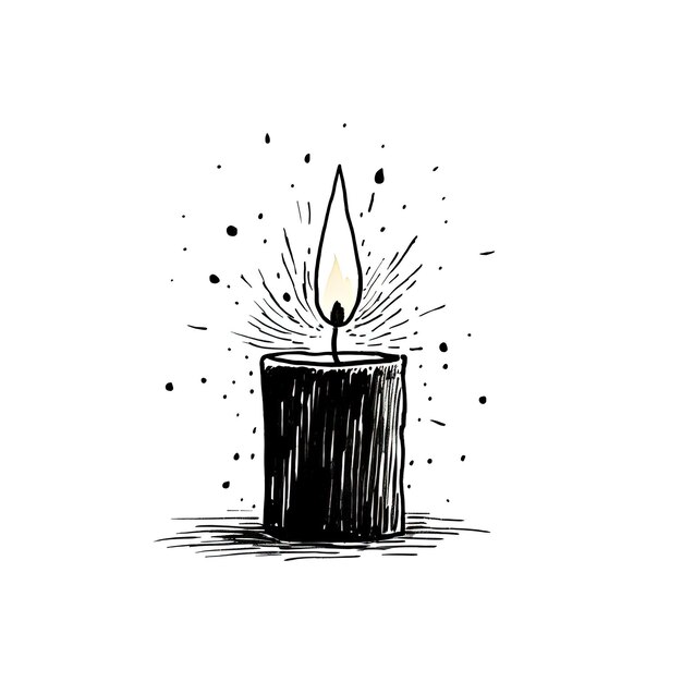 Foto un dibujo de contorno negro de una vela en el estilo de un gesto espontáneo