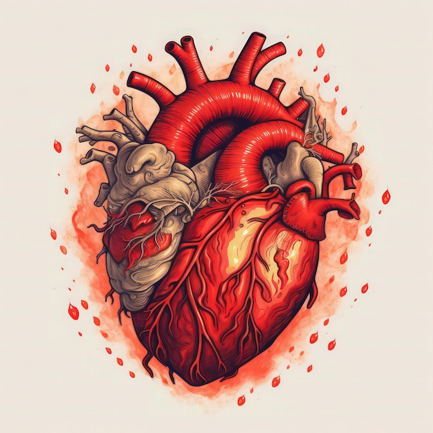 Foto un dibujo de un corazón con colores rojo y amarillo.