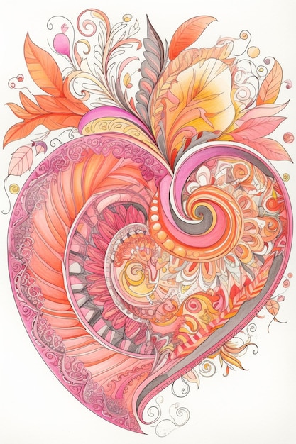 Un dibujo de un corazón con una espiral en el medio.