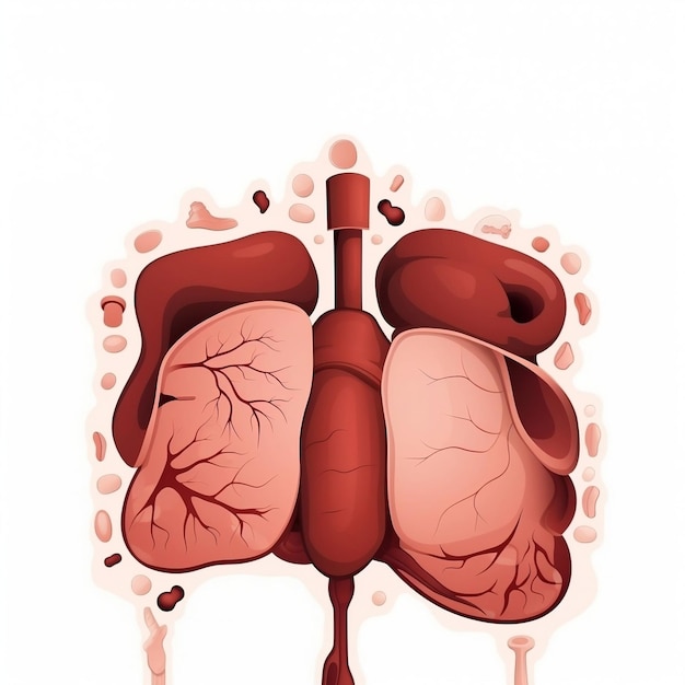 Foto un dibujo de un corazón humano con sangre goteando por él.